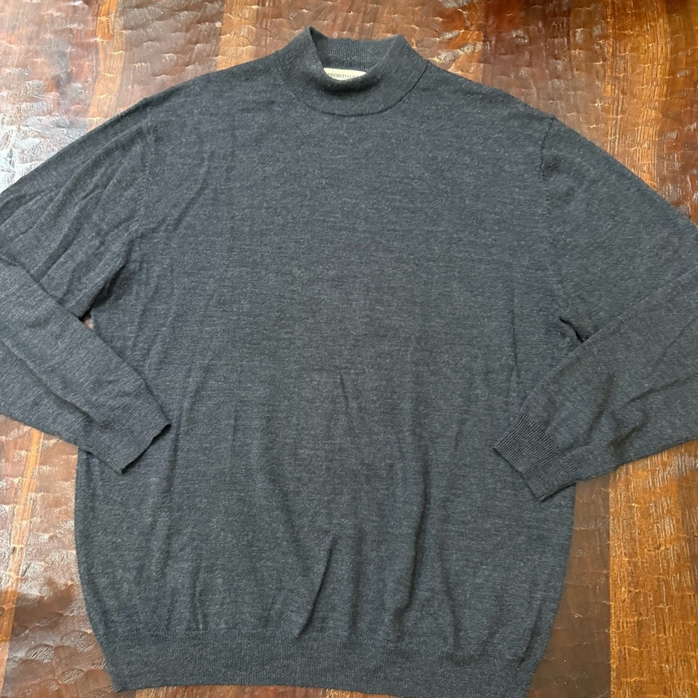 Pronto Uomo Dark Gray Merino Wool Mock Turtleneck Sweater